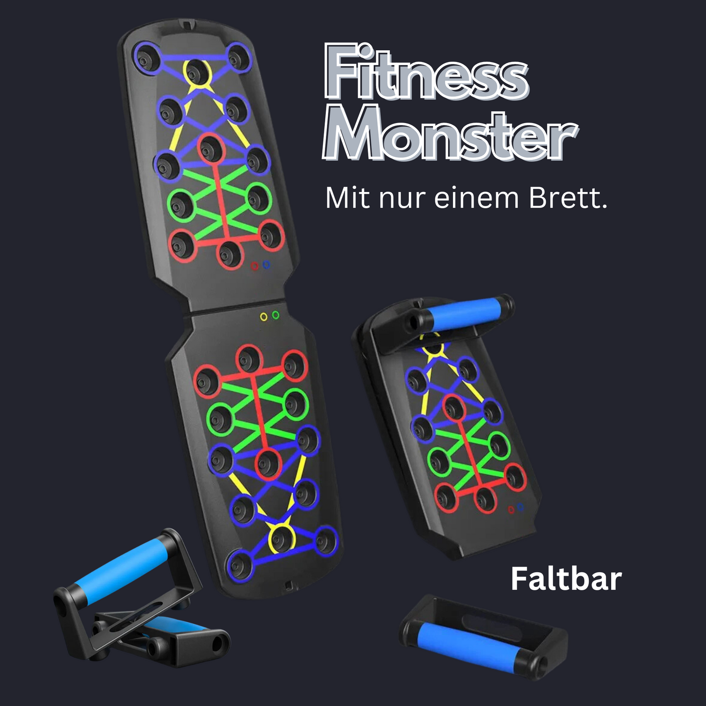 Multifunktionales Push-up Board-Set mit Griffen, Faltbar, Brust Arme Bauch Rücken Fitnessgerät